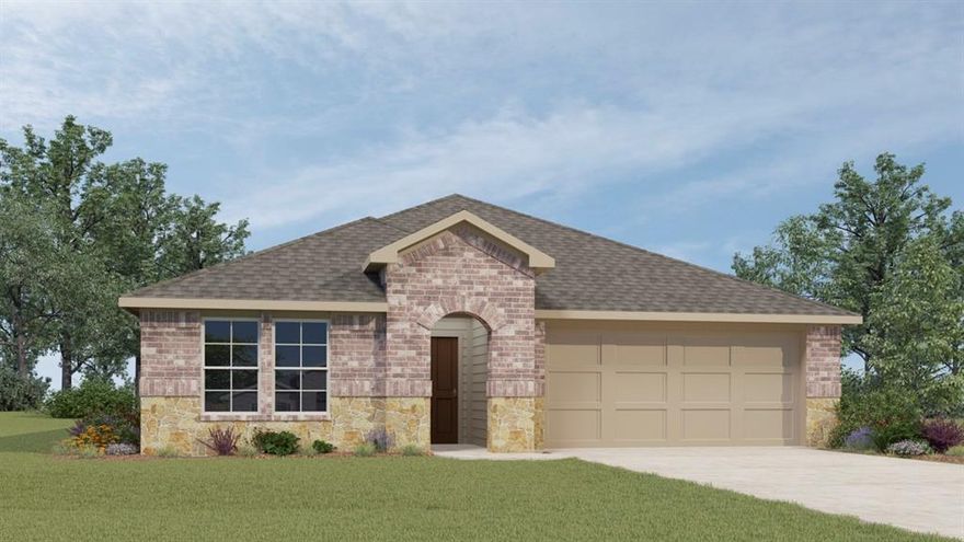 One story, 4 bed, 3 bath, study, open concept, island in the kitchen, covered back porch.
