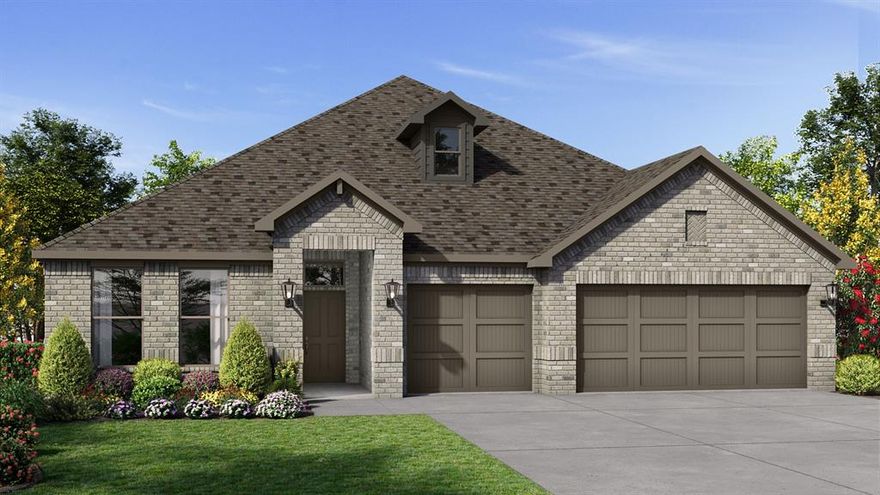 Welcome to D.R. Horton’s fabulous new community of Lakeview Pointe, located in the desirable city of Grand Prairie within Midlothian ISD! The impressive single-story Legacy floorplan elevation A, with an estimated Summer completion, features 4 bedrooms, 3.5 bathrooms, a formal dining room, a flex room, and a spacious 3-car garage, offering a beautifully designed layout for both daily living and entertaining. The open-concept family room flows seamlessly into the formal dining room and large chef’s kitchen, creating a bright and inviting atmosphere perfect for gatherings. The kitchen is well-appointed with 42-inch upper cabinets with crown molding, quartz countertops, stainless steel appliances, ceramic tile backsplash, center island, and a walk-in pantry for added convenience and functionality. The private primary suite is tucked away at the rear of the home and features a well-appointed en-suite bath with dual quartz vanities, a 5-foot shower, a separate soaking tub, and a spacious walk-in closet. Secondary bedrooms are thoughtfully placed throughout the home, and a dedicated laundry room and mud room enhance everyday efficiency. Additional highlights include RevWood flooring in high-traffic areas, a covered patio for outdoor enjoyment, and America’s Smart Home Technology package. Exterior features include a landscape package with a full sprinkler system and a fully fenced backyard, offering privacy and easy maintenance. With only one carefully planned phase, Lakeview Pointe will include a future park and playground, creating a welcoming environment for neighbors and families. The Legacy offers the ideal blend of comfort, convenience, and modern living in a growing, family-friendly area.