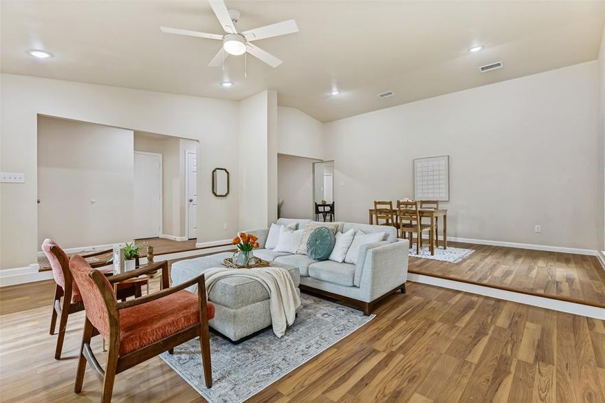 Welcome to 3116 Woodlark Drive, a gorgeous completely updated 4-bedroom, 2.5-bath home offering modern style and comfort throughout! Major upgrades include a brand new roof, HVAC system, water heater, and energy-efficient windows. Inside, you’ll find new luxury vinyl plank flooring and ceramic tile, along with recessed lighting that enhances the home’s light and bright feel.

The beautifully remodeled kitchen features new quartz countertops, new cabinetry, and brand new appliances including an electric range, microwave hood, and dishwasher. A large pass-through window over the sink offers incredible natural light and opens to the backyard patio—perfect for entertaining and outdoor cookouts.

Enjoy a versatile floorplan with a spacious living area off the kitchen ideal for a media room, plus formal living and dining spaces with soaring ceilings. The oversized laundry room and pantry combo adds convenience and extra storage.

The primary suite offers a large bedroom, walk-in closet, and a stunning updated bath with an oversized walk-in shower. Generously sized secondary bedrooms offer versatility as well.

Step outside to an enormous back patio, perfect for gatherings and relaxing evenings. This beautiful move-in ready home truly has it all!