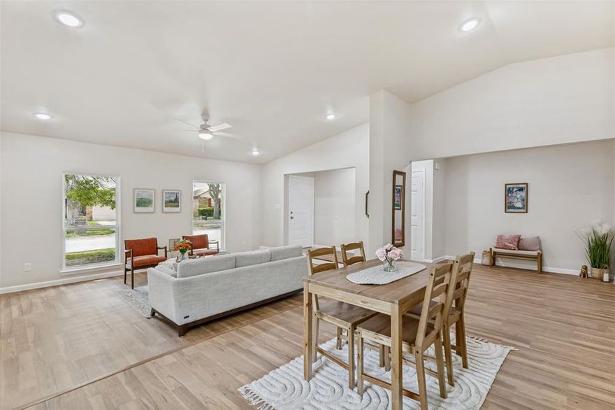 Welcome to 3116 Woodlark Drive, a gorgeous completely updated 4-bedroom, 2.5-bath home offering modern style and comfort throughout! Major upgrades include a brand new roof, HVAC system, water heater, and energy-efficient windows. Inside, you’ll find new luxury vinyl plank flooring and ceramic tile, along with recessed lighting that enhances the home’s light and bright feel.

The beautifully remodeled kitchen features new quartz countertops, new cabinetry, and brand new appliances including an electric range, microwave hood, and dishwasher. A large pass-through window over the sink offers incredible natural light and opens to the backyard patio—perfect for entertaining and outdoor cookouts.

Enjoy a versatile floorplan with a spacious living area off the kitchen ideal for a media room, plus formal living and dining spaces with soaring ceilings. The oversized laundry room and pantry combo adds convenience and extra storage.

The primary suite offers a large bedroom, walk-in closet, and a stunning updated bath with an oversized walk-in shower. Generously sized secondary bedrooms offer versatility as well.

Step outside to an enormous back patio, perfect for gatherings and relaxing evenings. This beautiful move-in ready home truly has it all!