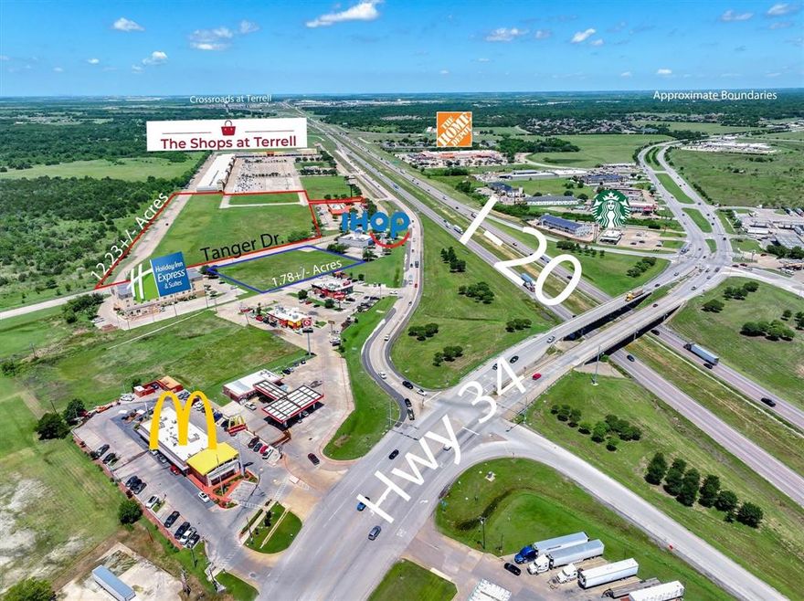 Prime 1.78± Acre Commercial Site in The Shops at Terrell – Terrell, TX. Outstanding opportunity to acquire a multiple building commercial tract located within a high-traffic area in The Shops at Terrell in Terrell, TX. Strategically positioned, this site offers excellent visibility and accessibility just off Interstate 20. Neighboring national brands include McDonald's, Wendy's, Nike, Old Navy, Reebok, and Levi's—contributing to strong area traffic and consumer draw. Located in Kaufman County, the second-fastest growing county in the United States, this property benefits from robust regional growth and new residential developments nearby. With The Shops at Terrell currently 87% occupied by premier retailers, this location presents exceptional potential for retail, hospitality, or restaurant development. Just 30 miles east of Dallas, this site offers both local appeal and regional reach, making it ideal for investors or end-users looking to capitalize on continued growth along the I-20 corridor. Water and sewer available on-site.