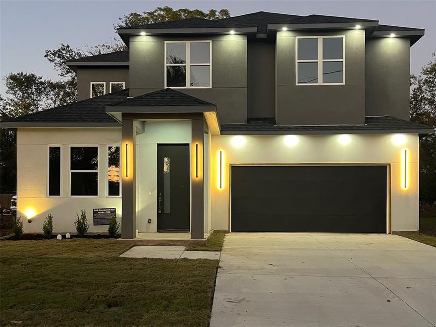 Stunning New Construction – Modern Luxury Minutes from Downtown
Discover this beautifully designed move-in ready two-story home that blends modern elegance with functional living. The eye-catching two-tone stucco exterior features stylish lighting accents, including under and uplighting, creating incredible curb appeal day or night.
Inside, you’ll find 4 spacious bedrooms, 2.5 baths, and two living areas with an open, light-filled layout. The downstairs flex room can easily serve as a home office or guest space. Gorgeous hardwood floors run throughout, complemented by a rod-iron stair banister with built-in stair lighting. Enjoy cozy evenings by the electric fireplace surrounded by contemporary finishes and designer lighting fixtures.
The gourmet kitchen is a chef’s dream—featuring sleek white cabinetry with black hardware, glass backsplash, Corian countertops, and a large island with seating and pendant lighting. Stainless steel appliances, a black double sink, and under-cabinet lighting complete the look of this modern showpiece.
Retreat to the luxurious primary suite with a spa-inspired bath offering a floating tub, oversized walk-in shower, dual vanities, and a large custom walk-in closet with built-in organization. Each bedroom is oversized and includes ceiling fans for year-round comfort.
Additional highlights include a separate laundry room, convenient mud station off the garage, fenced backyard, and energy-efficient features throughout. Located in a quiet, quaint neighborhood just minutes from downtown, this home offers modern style, thoughtful details, and unbeatable convenience—ready for you to call home.