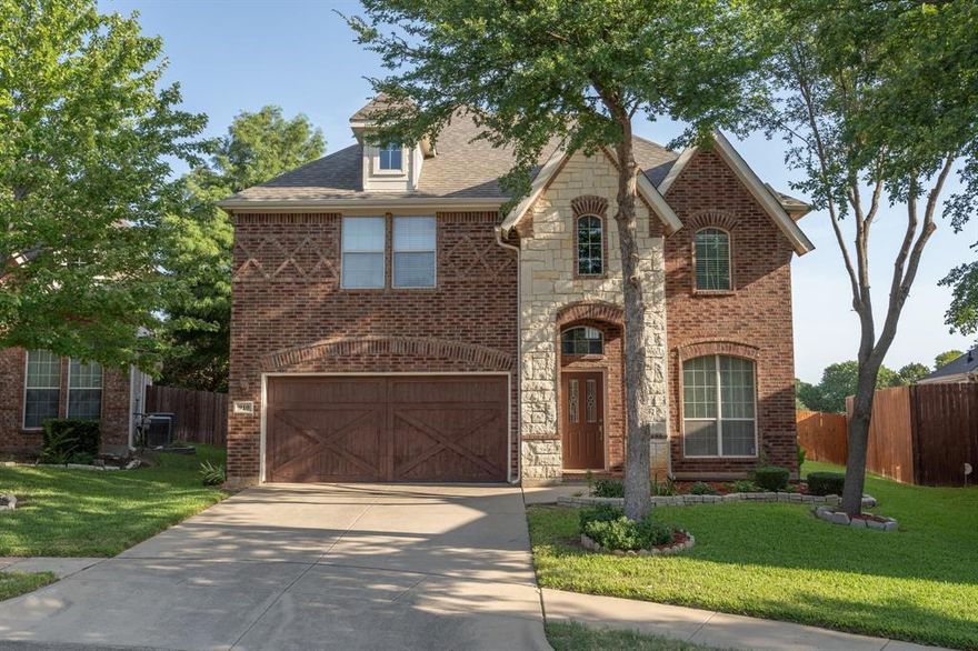 *FOR LEASE available NOW w FRIDGE, WASHER & DRYER* Freshly updated 2-story, 4 bedroom, 2.1 bathroom, 2 living, 3 dining, 2 car garage home is ready for you to call it home. 1ST FLOOR features magnificent kitchen with refrigerator, granite counter tops, stainless steel appliances; 3 dining options - formal living area, breakfast nook with window ledges, and breakfast bar; 2nd living area; living room with gas fireplace and ceiling fan; half bath; and full size laundry with washer and dryer. 
2ND FLOOR features another living area; master suite with spacious master bedroom, walk-in closet and master bath with dual sinks, both standing shower and tub; 3 other non-master bedrooms; and another full bath. 
Good size backyard. Lots of natural light throughout. Stone and brick exterior, wood floors in common areas. HOA mows front and side yards. 
QUICK ACCESS to Hwy 183, FM 157, DFW Airport, Hwy 121 and local businesses and schools. 
PET friendly.