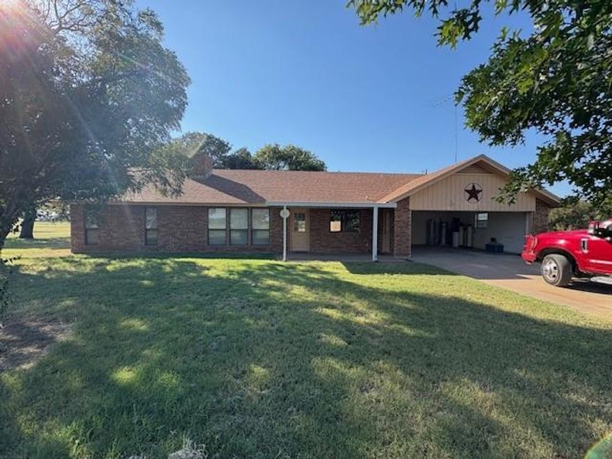 Ranch style, beautiful brick exterior home located in the desirable and highly sought after area of Huckabay, house with 6.4 + - acres (ag exempt),  to be surveyed out of the existing larger parcel.  This listing was previously on temporary hold status during recent updates made to the home and property. Open floor plan; split bedroom plan with 3 bedrooms, 2 bathrooms; newly updated kitchen with island and pantry; Quartz countertops, new kitchen appliances; under kitchen cabinet lighting; new laminate flooring throughout; fresh interior paint; wood stove fireplace insert; beautiful ground, acreage, flat, not rocky, park-like setting with mature trees. New 26 x 42 raised center aisle 4 stall barn-shop installed.  Another approx 24 x 24 ft shop-garage on property.  Home has leased water softener system. This property is minutes to Huckabay school as well as Tarleton's college rodeo arena!