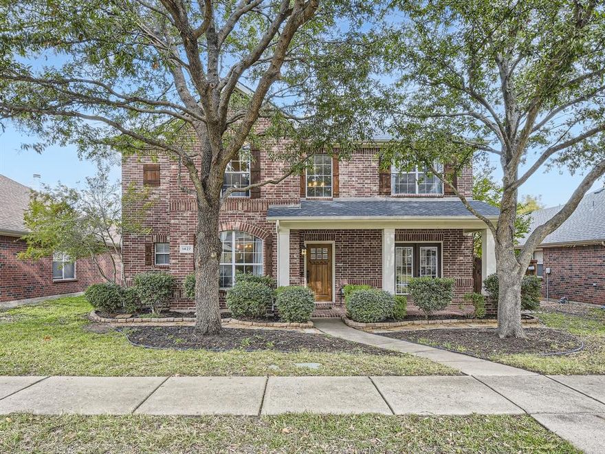 Welcome to this charming brick home, boasting 3 bedrooms and 2.5 bathrooms, adorned with mature trees in the front yard. As you step inside, you’ll be greeted by the vaulted ceiling and open floor plan, that seamlessly connects the kitchen, dining, and living room areas. The kitchen features stainless steel appliances, granite countertops, and a convenient kitchen island. There is a cozy breakfast nook in addition to a formal dining room. The living room is bathed in natural light, featuring a fireplace, and providing access to a covered patio in the fenced backyard. Upstairs, discover a versatile loft space, perfect for a home office or study. Retreat to the primary bedroom, complete with an ensuite 5-piece bath, adorned with French doors, and a walk-in closet. Two additional bedrooms share a well-appointed full bath. The community offers great amenities including a pool, park, lake, and jogging bike path. Your dream home awaits! Click the Virtual Tour link to view the 3D walkthrough.