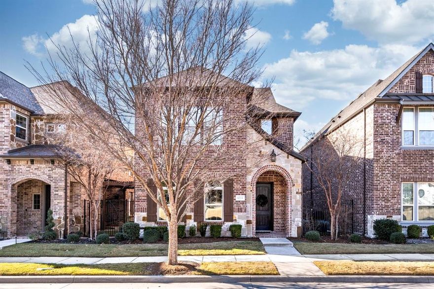 Discover the perfect blend of dramatic style and modern comfort in this stunning East facing, three-story home located in the prestigious Craig Ranch community, which is the largest home in the neighborhood! The inviting 3-bedroom, 3.5-bathroom layout is anchored by a spectacular family room with soaring 20-foot ceilings and a full wall of floor-to-ceiling windows that flood the space with natural light. The open-concept main level flows seamlessly into a gourmet kitchen designed for gathering, featuring a massive center island, sleek countertops, a gas cooktop, and stainless steel appliances. Nearby, the dining room boasts decorative lighting, while a private flex-space offers the perfect setting for a quiet home office. Ascend to the second level to find a versatile living area overlooking the floor below, alongside two large bedrooms and a convenient utility room with built-in cabinetry. The spacious primary suite serves as a true retreat with room for a sitting area, 2 oversized walk-in closets, and an ensuite featuring an oversized shower with a decorative tiled arch. The third floor reveals a massive bonus room with endless possibilities—from a media center to a second private primary suite with its own bathroom. Outside, enjoy the covered patio and a courtyard with maintenance-free turf lighted by cafe lights, is perfect for effortless barbecues. Beyond the front door, you are minutes from the vibrant dining at Hub 121 and District 121. Zoned for highly-rated Allen ISD schools and close to scenic hike-and-bike trails, this home offers an unparalleled North Texas lifestyle. Schedule your private tour today to experience this masterpiece in person!