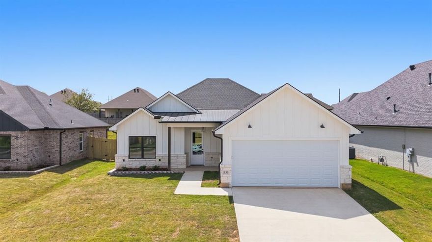 Stunning new construction located at 135 Kaul Lane in one of Bullard’s most sought-after neighborhoods! This beautiful 4 bedroom, 2 bathroom home with 2 car garage offers approximately 1,900 square feet of thoughtfully designed living space.
From the moment you arrive, you’ll notice the eye-catching curb appeal featuring a stylish combination of Austin Stone, neutral brick, and siding. Step inside to a welcoming entry and enjoy 10-foot ceilings throughout, creating an open and airy feel.
Off the entry is the 4th bedroom which would make an ideal office with views of the front yard.  The spacious living area features a centered brick fireplace and flows seamlessly into the open-concept kitchen.  The large brick fireplace has built in cabinets on either side.  The kitchen has custom cabinetry to the ceiling, a large center island, and a walk-in pantry which makes it perfect for both everyday living and entertaining.
The secondary bedrooms are generously sized with ample closet space. The private primary suite is located at the back of the home and includes a luxurious ensuite bath with double sinks, a walk-in shower, and a large walk-in closet with built-ins.
Step outside to a nicely sized backyard that is fully fenced, completely sodded, and equipped with a sprinkler system. Enjoy relaxing or entertaining on the large covered back patio. This home truly combines style, comfort, and functionality - make your appointment today!