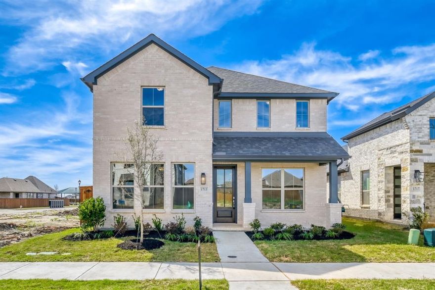 This beautiful 4 bedroom, 2.5 bath home is nestled in the master-planned community of Wellington, just North of Fort Worth, Texas. It features an open and airy main living area, which is perfect for entertaining family and friends. The chef's kitchen is fully equipped with a large island, state-of-the-art appliances, and a walk-in pantry. It opens to the adjacent dining space and the living area with soaring ceilings and large windows looking to the patio area outside. The first-floor main bedroom suite is spacious and offers double sinks, a large walk-in shower, and an oversized closet with plenty of storage space. Upstairs you'll find three more bedrooms with walk-in closets, a shared bathroom, and another storage closet. Additionally, the nearby game room offers ample opportunity for fun and entertainment and features an adjoining play area for the children. The community boasts a walking track, neighborhood pool, and a community area with a grill and playground. Wellington is conveniently located near DFW airport, shopping and many dining venues. This lovely property will be available in March!