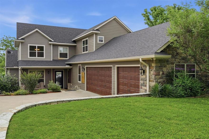 Exceptional lakefront property with this custom built home.  Vaulted ceilings in family room with floor to ceiling stone fireplace and large picture windows overlooking the sparkling pool and lake.  The living area is open concept with large dining space and gourmet kitchen. The kitchen has spacious island, gas cooktop and custom fitted refrigerator.  Just outside the kitchen is fully enclosed sun room with wood burning fireplace.  Pool is heated and cooled so that you can enjoy in most seasons.  First floor primary suite has large closet, separate vanities, soaker tub and separate shower.