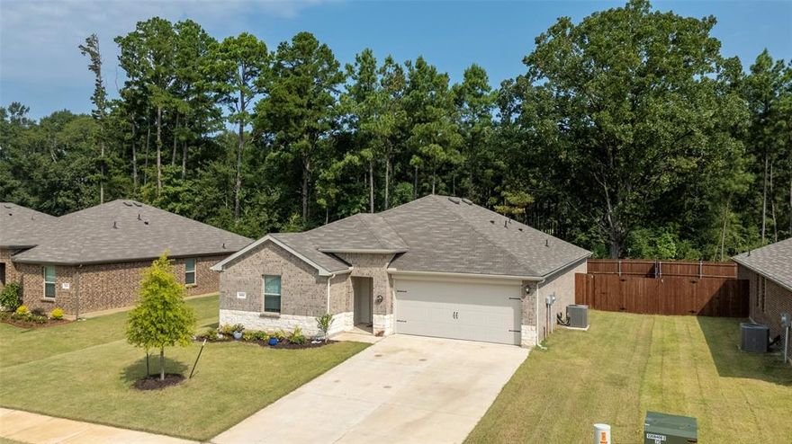 This beautiful home built in 2024 by DR Horton is the perfect blend of contemporary design and functional living. Boasting 4bedrooms, 2 baths, and a 2-car garage, this property offers a seamless open floor plan that caters to both relaxation and entertaining needs. Step into the expansive living area, where the inviting island kitchen becomes the centerpiece for memorable gatherings. The kitchen is perfect for the chef in your family & has sleek Quartz countertops, LED lighting, and ample cabinetry with a walk-in pantry. The primary suite serves as a serene retreat & is separate from the other bedrooms. En Suite bathroom features modern fixtures and an over-sized shower. The additional bedrooms offer flexibility for guest accommodation or a home office setup. Outside, the property continues to impress, with a covered back patio, gutters and a full sprinkler system ensuring easy maintenance and pristine curb appeal. Privacy is a standout feature, as there are no neighbors behind, providing a tranquil setting looking at the beautiful pine trees. Convenient location to State Hwy 31 making it an easy commute to restaurants and shopping. Come see today!