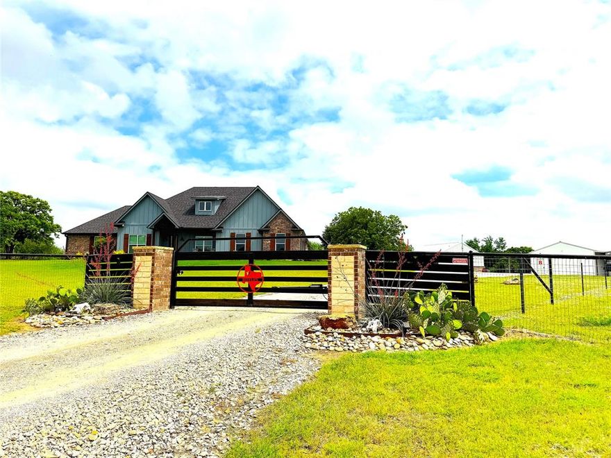 WELCOME TO COUNTRY LIVING ON 5 ACRES IN PEASTER I.S.D WITH A STUNNING FARM STYLE HOME, 900 SQ FT GUEST HOUSE OR MOTHER IN LAW SUITE AND SHOP! This custom home has all of the upgrades and offers a open concept 4 bedroom floor plan with an office, 2.5 bath and 3 car garage nestled upon a landscaped hilltop with breathtaking sunrises and sunsets. Enjoy the evenings on the back patio grilling and the mornings sipping coffee on the front porch! Bring the family and take advantage of the secondary 1 bedroom and 1 bath guest house that has been customized to the max and would be ideal for guest, in-laws or an office. Entire property is fenced and crossfenced with plenty of room for your horses and livestock. Property offers a 24x30 shop with electric and overhangs for additional parking for equipment, boats and rv's. Conveniently located in a sought after area within a 7 minute drive to Peaster Schools! THIS ONE IS A MUST SEE!