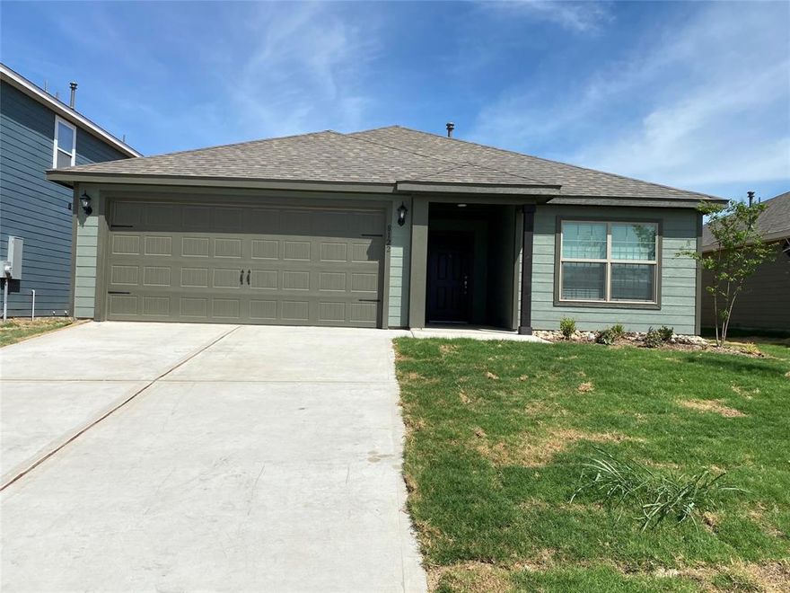 Built in 2022.home for Rent in Big Sky Estates!! Beautiful amenity rich community located off 380 in Denton County.  3 bedrooms and 2 full baths with an open floorplan. Includes nice appliances such as dishwasher, gas range and electric oven. This home has a nice kitchen with granite counter tops, and island and a eat in kitchen. The master has a large shower with a large master closet. There is also a covered patio for you to relax on in the evenings overlooking a Nice, fenced in back yard for privacy. Come see this home! You will love it!!!