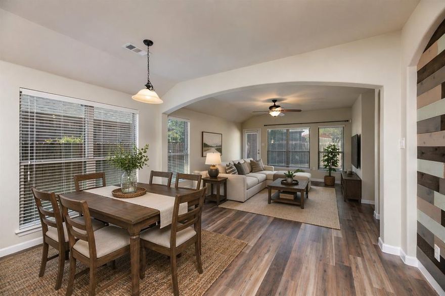 Step into a charming, thoughtfully updated home that blends comfort with style. The airy open floor plan invites you in, boasting 4 spacious bedrooms, 2 sleek bathrooms, and a dedicated office for your work from-home ease. The modern kitchen dazzles with granite counter tops and a walk-in pantry, while Luxury Vinyl Plank flooring ties it all together. Unique, custom-optimized closets elevate storage to the next level. Outside, your're not just buying a home - You're stepping into a lifestyle: 2 pools, a clubhouse, sports field, dog parks and trails. Plus, Shopping and key destinations just a short drive away. This Gem belongs on your must-see list!