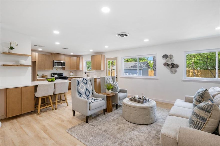This stunning single-story gem in Fort Worth shows like a model home and is thoughtfully designed for modern living and maximum energy efficiency. Featuring paid-off solar panels, new plumbing in 2025 and a roof replaced in 2022, this move-in-ready residence offers exceptional value, peace of mind, and long-term savings. Step inside to a bright, open-concept layout filled with natural light and stylish upgrades. The fully updated kitchen is a showstopper, showcasing new modern cabinetry, sleek quartz countertops, stainless steel appliances, and a spacious island—perfect for entertaining or casual dining. Other updates include new windows, fresh interior paint, new fixtures, contemporary lighting, durable wood-style flooring, and beautifully renovated bathrooms with today’s most desirable finishes creating a clean and inviting atmosphere ideal for hosting friends and family.

Enjoy outdoor living in the generously sized backyard, perfect for relaxing, gardening, or entertaining. Conveniently located near shopping, dining, and major highways, this home offers both comfort and accessibility.