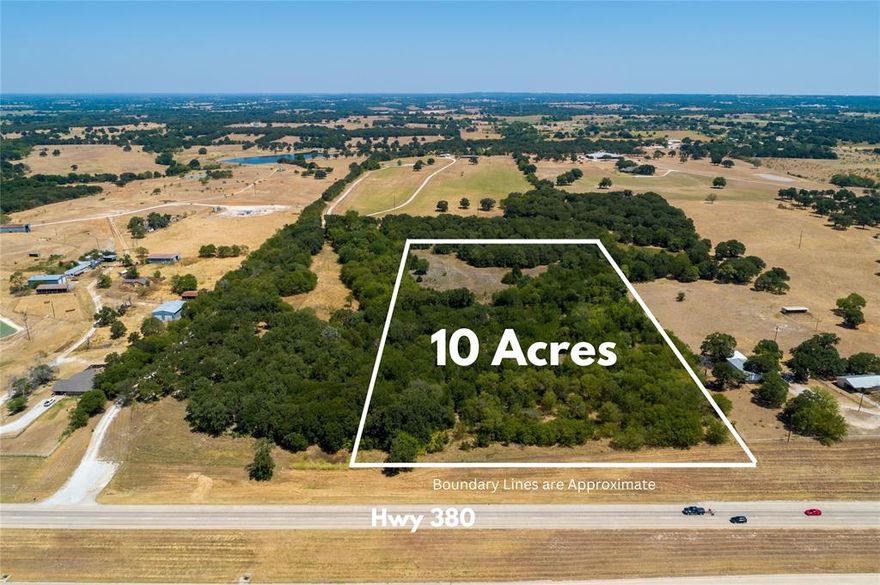 The opportunities are endless with this wonderful treed piece of property. 10.1 acres of land that includes trees, rolling hills, Highway frontage and more. It would make a perfect spot for a sprawling ranchette with so many options. Decatur ISD schools, located outside of the city limits but just minutes from town. Get all of the  perks of country living with the availability all necessities close by. The approximate boundaries would include 535 feet of HWY 380 Frontage opening up many options. There are not many tracts like this so don't miss this opportunity to own a piece of a rapid growing community!