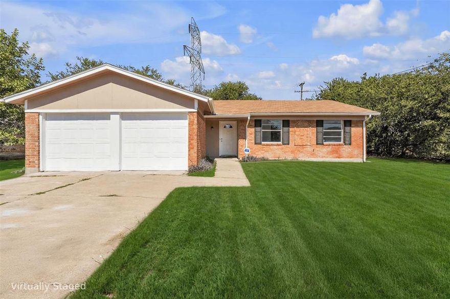 This charming 4-bedroom, 2-bath home just received a fresh face lift! Step inside to find newly painted walls, ceilings, and cabinets that give the home a clean, updated look. Brand-new carpet in all bedrooms adds comfort and style, while the entire home has been deep cleaned and sanitized for a true move-in-ready experience. Outside, the trim has been replaced and whole exterior wood has been freshly repainted, giving the exterior great curb appeal. Enjoy a spacious backyard — perfect for relaxing or entertaining — and a convenient 2-car garage for plenty of parking and storage. Located near Tarrant County College with easy access to I-20, this home offers both comfort and convenience — ideal for anyone looking for a refreshed home in a great location!