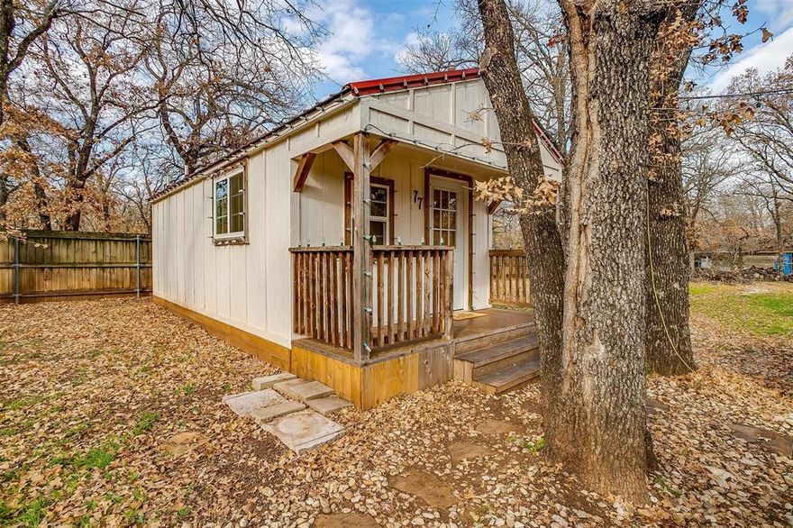 Adorable, fully furnished tiny home in Burleson, TX! Established in 2020 on a beautiful lot, this cozy home is move in ready! Private, gated entrance and carport for use.  Landlord pays water, electric, trash, internet and roku. This home is one tenant only. No pets.