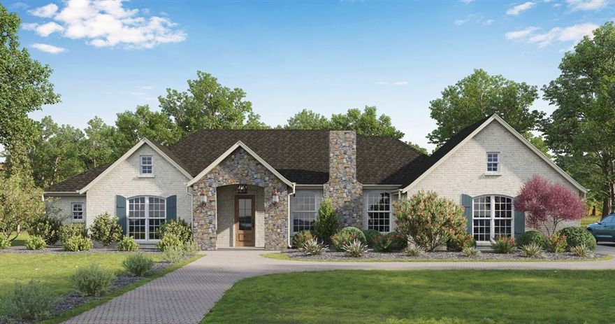 Discover this stunning new construction home situated on a full acre, ideally located just 25 minutes from Fort Worth and 10 minutes from the tollway—offering the perfect blend of privacy and convenience. Opportunities like this are rare in the rapidly growing area of Benbrook. This thoughtfully designed home features 3 bedrooms, a dedicated office, and 2.5 bathrooms. Engineered hardwood flooring flows throughout the main living areas and the spacious primary suite. The home is enhanced with custom cabinetry and detailed inlay work, adding both elegance and functionality. The laundry room includes a utility sink and ample storage.The exterior showcases a charming Cotswold cottage-inspired design with a cobblestone-accented facade, white-painted brick, striking black windows, and classic shutters. Inside, quartz countertops throughout tie together the home’s elevated finishes. This is a rare opportunity to own a custom-style home with acreage in a prime location.