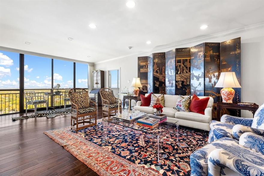 Gorgeous, hard-to-find 20th-floor turnkey condo at the coveted Athena High Rise, offering an extraordinary combination of luxury, style, and breathtaking panoramic views. This 2-bedroom, 2-bathroom lock-and-leave residence boasts unobstructed north-facing vistas through expansive floor-to-ceiling windows, flooding the home with abundant natural light.

Meticulously updated and move-in ready, the condo features rich hardwood floors and freshly painted interiors in the designer-favorite White Dove. Both bathrooms are adorned with sophisticated Thibaut wallpaper, adding a touch of timeless elegance. The modern kitchen is equipped with premium Bosch appliances, including an induction cooktop, perfectly blending style and functionality for everyday living and entertaining.

Open-concept living and dining spaces create a seamless flow, ideal for hosting gatherings or relaxing in comfort. Both the primary and guest bedrooms are generously proportioned with abundant storage, while the oversized primary suite features custom built-ins for added sophistication and organization. Additional amenities include a private storage room and assigned parking for up to one vehicle per resident.

Nestled in an exceptional Preston Hollow location, yet directly across the street from The Park Cities, this condo offers the perfect balance of upscale neighborhood charm and city convenience. Residents enjoy 24-7 concierge services and building security, an indoor salt water pool, while the HOA covers all utilities, delivering a true lock-and-leave lifestyle in one of Dallas’ most desirable high-rise communities. 
Listing agent is related to seller and both are licensed TX realtors.