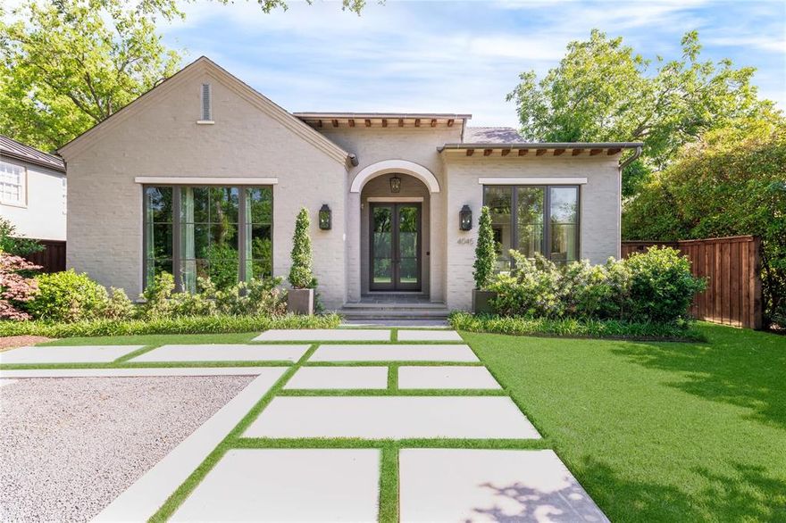 Impeccable, rare one-story SHM Architects designed home. David Stocker’s refined proportions and timeless finishes brought to life by builder Ed Jarrett w all the luxuries: Subzero refrigerator-freezer & wine refrigerator, Viking stove, 2 pantries, heated floors, rare granite & marble, Savant audio system. Santa Barbara-style home features 12 ft & vaulted ceilings, exposed wood beams, floor-ceiling windows, hardwood walnut floors, all selected to enjoy and cherish. Lush landscaping and extra-insulation create a quiet sanctuary. Second story easily added with existing plans by the original architect. A pristine home on a lot this size rarely becomes available in an area that will always be in demand.