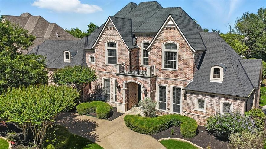 Upon entering the prestigious guarded and gated neighborhood of Monticello Estates, you will wind down mature tree lined streets to find pickle-ball, tennis, basketball courts and miles of heavily treed walking trails.  Gracing nearly half an acre, the stately 917 Independence offers striking curb appeal with its circular drive and the added convenience of a porte cochere. The grand entry draws you in to discover a newly updated office, fresh paint throughout, dramatic walls of windows, extensive mill-work, and timeless updates throughout the home. The bright and inviting open concept living spaces and designer features and finishes flow throughout the home. The updated kitchen is the heart of the home, opening seamlessly to the over-sized family room with views of the lushly landscaped resort-like backyard. Designed for privacy and convenience, this ideal floor plan includes a split primary suite and a guest suite on the main level.  The upstairs offers three additional bedrooms, bathrooms and a spacious game room, ideal for entertaining and relaxation. Experience the luxuries of this beautifully crafted, well-maintained home, complemented by the comfort and assurance of a newly installed class 4 impact resistant roof on May 15!  And finally, the brand-new LIFETIME GREEN COATINGS garage flooring offers an eco-friendly, non-toxic, and odorless alternative to traditional epoxy garage floors.  Don't miss this opportunity to live in one of the most coveted and ONLY GUARD GATED neighborhoods in all of Southlake!