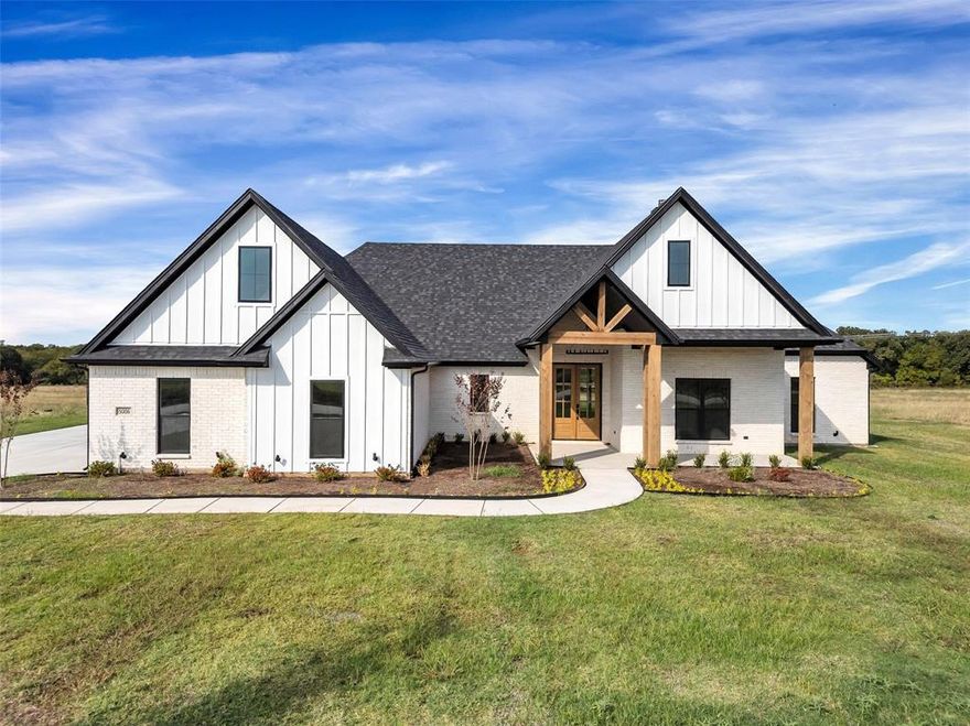 Brand New 5-Bedroom Home on 1.6 Acres!  Experience modern living with room to breathe in this stunning new construction home nestled on 1.6 acres of open space. This thoughtfully designed 2-story home offers 5 spacious bedrooms and 3.5 bathrooms, perfect for growing families or hosting guests.  Step inside to discover soaring ceilings, an open-concept layout, and a large hidden walk-in pantry with butcher block counter top, perfect for your coffee bar that makes entertaining a breeze. The gourmet kitchen flows seamlessly into the living and dining areas, creating a warm and inviting space for everyday living.  Relax on the covered patio, ideal for outdoor dining or quiet evenings overlooking your private backyard. Car enthusiasts and storage lovers will appreciate the oversized 3-car garage with room for vehicles, tools, and more in Granbury's newest luxury community is here! Located on the Acton-Fort Worth side of town sits this beautiful gated development. Once you turn into the development you will notice a beautifully designed entrance with the peaceful sound of water features on both sides. Enter the development and experience the concrete roads and underground utilities as you look out over beautiful views of Comanche Peak.