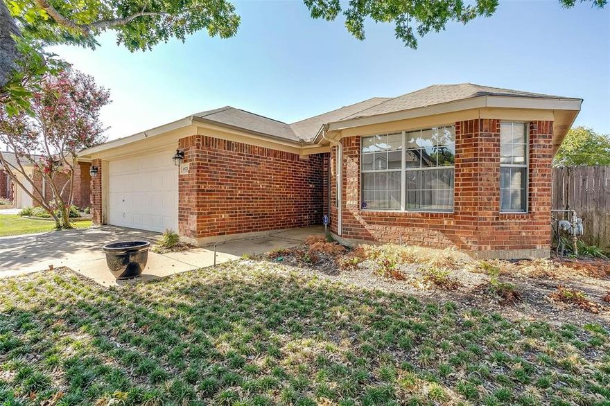 Incredible opportunity in a quiet, well-established neighborhood that feels secluded and private while very convenient to restaurants, retail, grocery stores, schools and the Southwest Fort Worth medical district. This warm, single story traditional home is situated on an interior lot just steps from the community pool. Upon entering you are greeted with the spacious family room showcasing soaring ceilings and a brick fireplace that anchors the room. The well-equipped kitchen is perfect for preparing and sharing meals, offering ample counter space. Relax in the spacious owner's retreat which includes an ensuite bath. Two additional bedrooms and a full bath finish out the interior. Kitchen island conveys with the home, as does the white refrigerator.