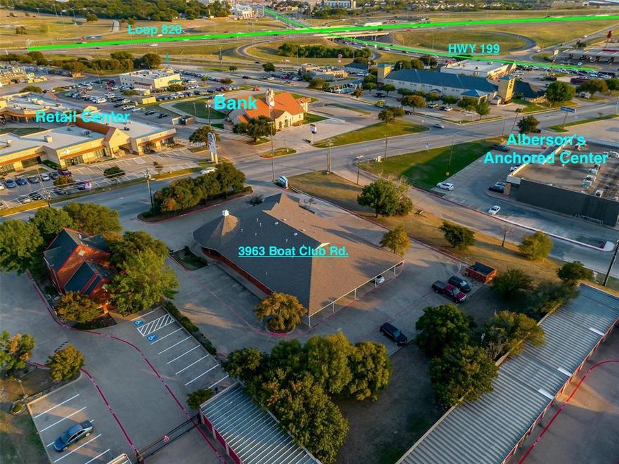 An incredible opportunity purchase Hard To Find professional space in the NW Fort Worth Area. Lake Worth is the primary Commercial Hub for North West Tarrant County & NW Fort Worth. The property is in a prime location with a strong customer base in this growing Fort Worth suburb. The building is near major area employers including Lockheed Martin Corporation (16,900 employees) and Naval Air Station Fort Worth Joint Reserve Base (11,300 employees).  Minutes from several well-attended schools, including Tarrant County College - Northwest Campus (10,468 students), Lake Worth High School (2,413 students), Brewer High School (1,956 students), and numerous others, increasing traffic to the area. Situated near dense single and multi-family developments including the adjacent Neuhaus Lake Worth Apartments (288 units). The area has strong demographics, with 159,402 residents living within a five-mile radius (21% growth since 2010), which provides a consistent customer base for the property. The average household income is $92,797 within five miles and is projected to increase 12% by 2028, poising the site and Lake Worth for steady concurrent growth. With limited new commercial development in the area, this space provides fast entry into this market. This building was initially built and occupied as an eyecare location and is currently a Health and Wellness practice with Medspa. Located on Boat Club Rd(12,462 vehicles per day), the only North-South road out of the Lake Worth area, between Azle Ave(26,254 vehicles per day) & Hwy 199(44,120 vehicles per day). The floorplan is ideal for owner-occupied Medical, Office, or Retail Office use and can be easily adapted for many other commercial uses in this very high-traffic area. Features include a large entrance area with 2-3 reception-checkout areas and plenty of room for retail displays, 11-12 exam rooms with sinks, 2-3 offices, 2-3 lab-conference rooms, 4 records-work areas, 3 bathrooms & breakroom.