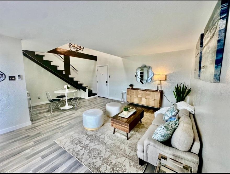 LOCATION, LOCATION, LOCATION in Oaklawn! 
Discover the charm of this beautifully renovated 1-bedroom, 1-bath loft, ideally nestled in one of Dallas' most sought-after neighborhoods. Featuring a private patio and spacious covered front porch and located in a secure, gated community. 
The open floor plan connects the airy living room to a bright kitchen with stainless steel appliances, brand-new refrigerator, white cabinets, and granite countertops. A stunning floating staircase leads to the upstairs bedroom, which overlooks the living area, adding a unique architectural flair. This condo features new modern flooring throughout (carpet-free), a stylish new vanity, beautiful shower, new AC system, and chic lighting fixtures.
Minutes from Oaklawn’s vibrant nightlife and restaurants on Cedar Springs Road, Downtown, Uptown, Highland Park, Katy Trail, West Village, Dallas Medical District, SMU, Dallas Love Field, and major highways.  Don’t miss this opportunity!!