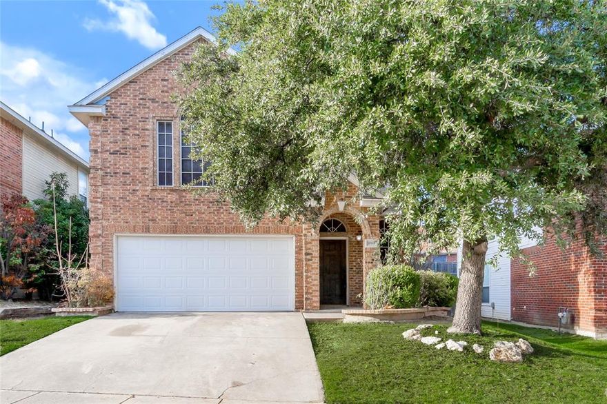 Welcome home to this lovely 4 bedroom 3 bathroom home in Park Glen Addition. This home boasts an open living and dining area plus an extra living area upstairs! Eat in kitchen with a breakfast nook and breakfast bar. Cozy fireplace located in the downstairs living room perfect for those chilly evenings! Carpet throughout the living spaces with tile in the bathrooms and vinyl flooring in the kitchen and hallways. All bedrooms located upstairs with a spacious primary bedroom with an ensuite bath, garden tub, and separate shower. Large backyard and covered seating area for all your outdoor activities. Close to shops, dining, and major hwy 35w. You don't want to miss this home!