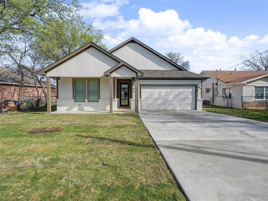 Beautiful new construction home just 15 minutes from Downtown Fort Worth, offering modern design and a thoughtfully designed layout. This 4-bedroom, 2-bath home features an open-concept floor plan seamlessly connecting the kitchen, dining, and living areas—creating a bright and spacious environment perfect for both everyday living and entertaining.

The kitchen is designed for both functionality and style, featuring quartz countertops, custom cabinetry, and a large island ideal for gathering. The home is complemented by sleek, high-gloss tile flooring throughout, enhancing the modern aesthetic and reflecting natural light.

Enjoy effortless indoor-outdoor living with a sliding glass door that brings in abundant natural light and provides direct access to the backyard.

The private primary suite is positioned on its own corner of the home, providing maximum privacy, while the three additional bedrooms are located toward the front of the home, making it ideal for families or guests. The primary bathroom features dual vanities, designer finishes, and a spacious walk-in closet.


Conveniently located near major highways, Downtown Fort Worth, shopping, and dining, this home combines modern craftsmanship with city accessibility.

PLUS: The property includes a 25x25 detached storage building with two bay doors, ideal for tools, equipment, hobbies, or even a workshop setup.