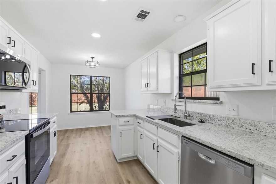 Fully renovated and stunning home on an oversized lot. This newly updated home offers major savings and peace of mind thanks to an extensive list of major, high value improvements. The home features a brand-new roof, a new air conditioning HVAC unit, and a transferrable foundation repair warranty—all major items the next owner won’t have to worry about. The new roof also provides the added benefit of significant insurance savings.
Inside, the home has been fully refreshed with new flooring throughout, fresh interior paint and trim, painted kitchen cabinets, granite countertops, updated plumbing, and new fixtures in every room. Nearly every surface and system has been improved, giving the next homeowner a truly turnkey, beautiful home.