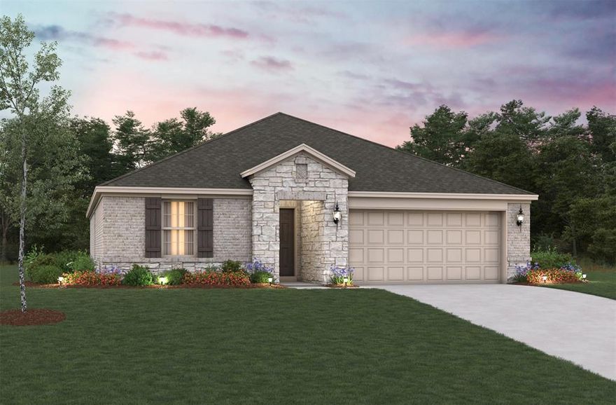 This front-entry home is in the secluded Lake Pointe community. Surround by the shores of Lake Lewisville, hundreds of acres of mature trees, and direct boat access to the lake, tranquility and peace awaits! It features a beautiful open concept kitchen with linen designer 42 inch cabinets, upgraded quartz countertops, and stainless steel appliances. The kitchen overlooks the dining area and the living room space. Upgraded hardwood flooring is installed throughout these primary living spaces and foyer. Primary suite includes a large walk-in shower and a spacious linen closet. Behind the home you will find a spacious yard and a covered patio.  Stop by the Beazer Homes model in Lake Pointe to learn more about this home today!