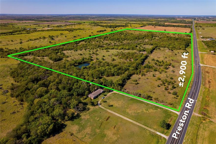 ***** LOCATION, LOCATION , LOCATION ****** 100 acres on PRESTON ROAD with 2900 ft of frontage on Preston Rd  . Survey on Transaction Desk.Commercial & Residential possibilities .