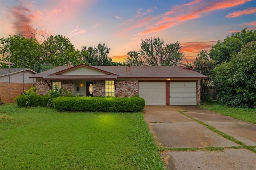 Welcome to this charming and well-maintained 3-bedroom, 1.5-bath home, nestled in an established neighborhood just a short stroll from Old Town Burleson and scenic Bailey Lake trails. Step into the heart of the home—a beautifully updated kitchen featuring custom oak cabinetry, a stylish tile backsplash, deep dual-basin sink, and a recently new dishwasher! The spacious living room flows seamlessly into the breakfast area and kitchen, creating an open and inviting layout perfect for both everyday living and entertaining. Enjoy peace of mind with both bathrooms having been updated in recent years. The main hall bath boasts modern tile, an upgraded vanity, and sleek faucets, while the primary bedroom features a convenient ensuite half bath with tasteful updates. Outside, you'll find a large two-car garage and a generous backyard complete with a roomy storage shed—ideal for tools, hobbies, or extra storage needs. There's also an old alley behind the property that adds privacy and space between neighbors, though it is no longer accessible by vehicle. Located near a local elementary school, trailheads, and all the charm and dining of Old Town Burleson, this home offers comfort, convenience, and character.