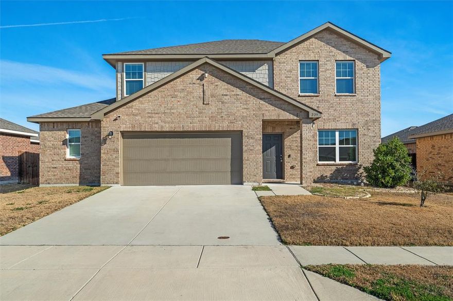 Welcome to 229 Concho River Drive offering an exciting opportunity in the popular Stone Creek addition located in Glenn Heights. Upon entering your future home you are greeted by an inviting flex space perfect for a home office, home schooling area, formal dining or a secondary living area.Enjoy your spacious island kitchen accented by granite tops, under mount sink ,plenty of counter and storage space, walkin pantry ,a full compliment of appliances and complimentary eating area. Opening off kitchen you will find a cozy den perfect for entertaining or just relaxing. Preceding upstairs you are greeted by a large primary bedroom offering loads floor space and an ensuite bath with a large walkin  shower along with a wonderful walkin closet.Your kids will fight over the 23x11 bedroom,this was originally 2 separate  bedroom turned into one, it can easily be reconverted back giving you a total of 4 bedrooms.You will love our 2 car garage,it is the size of a 3 car garage,room for a workshop area,room for a motorcycles ,camping equipment you name it.Our back yard give endless area to roam for kids and your 4 legged friends.