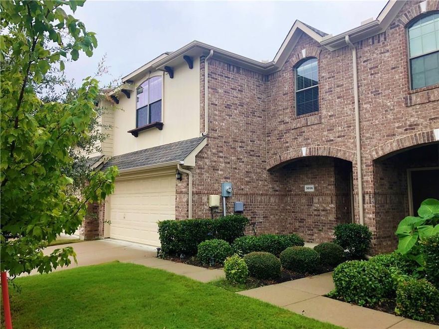 Bordeaux Villas are nestled into a newer development in Irving, Texas.  Minutes to major freeways and DFW airport!  Open concept throughout the first floor, with a wall of windows lending tons of natural light.  Laminate flooring on the bottom floor with tile in the kitchen and half bath.  The kitchen boasts dark wood cabinets, granite countertops and stainless steel appliances.  All bedrooms are located on the second floor!  Spacious bedrooms also have large closets.  Primary bedroom is huge with ensuite bathroom offering a separate shower and garden bathtub.  Numerous upgraded light fixtures create a cozy ambiance.  Call today to schedule a showing!