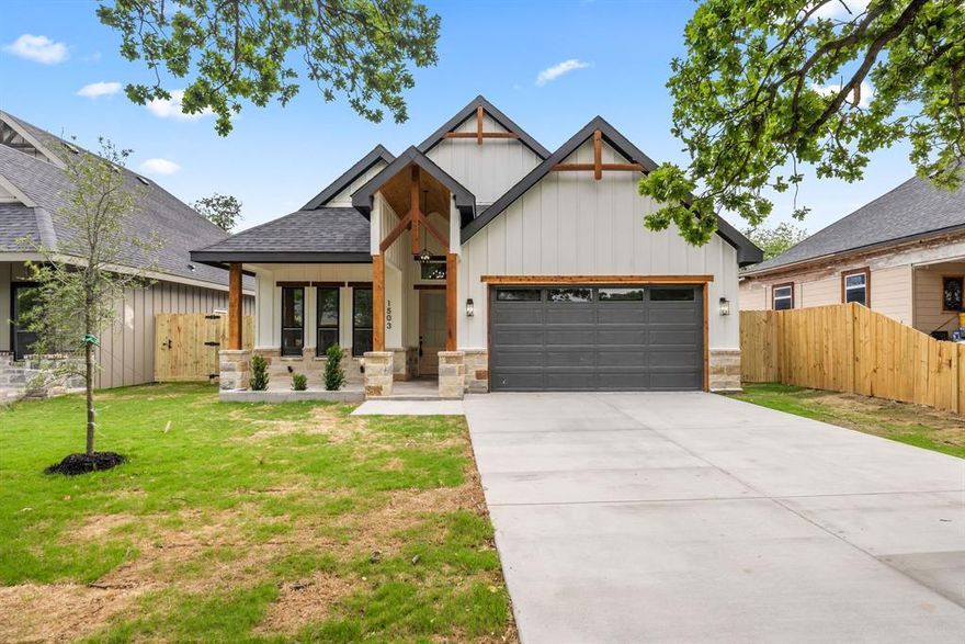 Stunning NEW CONSTRUCTION in the heart of Fort Worth! This beautifully designed home offers modern farmhouse charm with striking curb appeal, featuring a welcoming covered front porch, cedar accents, and clean architectural lines. Step inside to an open-concept layout filled with natural light, soaring ceilings, and designer finishes throughout.

The spacious living area flows seamlessly into a chef-inspired kitchen complete with custom cabinetry, sleek countertops, and a large island—perfect for entertaining. The private primary suite offers a relaxing retreat with a spa-like bath and generous closet space, while additional bedrooms provide flexibility for family, guests, or a home office.

Enjoy outdoor living with a sizable backyard and plenty of space to create your ideal oasis. Conveniently located just minutes from downtown Fort Worth, dining, shopping, and major highways, this home combines style, comfort, and accessibility.

Don’t miss your opportunity to own a brand-new home in a rapidly growing area—schedule your showing today!