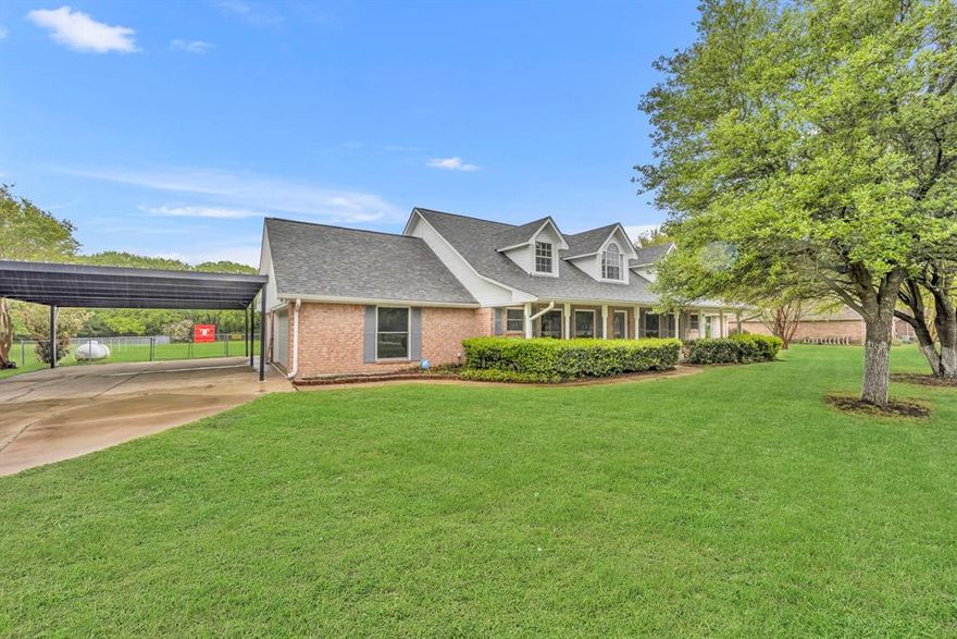 Situated on a full acre, this 4-bedroom, 3-bath home offers a balanced blend of space, functionality, and outdoor enjoyment. Fresh interior paint in the kitchen, laundry room, entry, dining room, and living room creates a clean, updated feel in the main living areas. The open-concept kitchen and living space supports both daily routines and gatherings with ease. A split floor plan enhances privacy, with the primary suite positioned for comfort and convenience. The suite includes direct access to the backyard, dual closets, and a garden tub designed for relaxation. Two secondary bedrooms share a Jack-and-Jill bath, offering a practical layout for a variety of living arrangements. The fully fenced backyard is designed for both recreation and relaxation. A sparkling in-ground pool with waterfall provides a focal point for warm Texas days, while the expansive one-acre lot allows room to enjoy the outdoors. A large storage container adds valuable utility space, and the combination of a three-car garage plus an additional carport accommodates vehicles, equipment, and hobbies. With recent updates, generous parking, and strong outdoor features, this property offers flexibility and comfort in a one-acre setting. Schedule your private showing to experience all it has to offer.