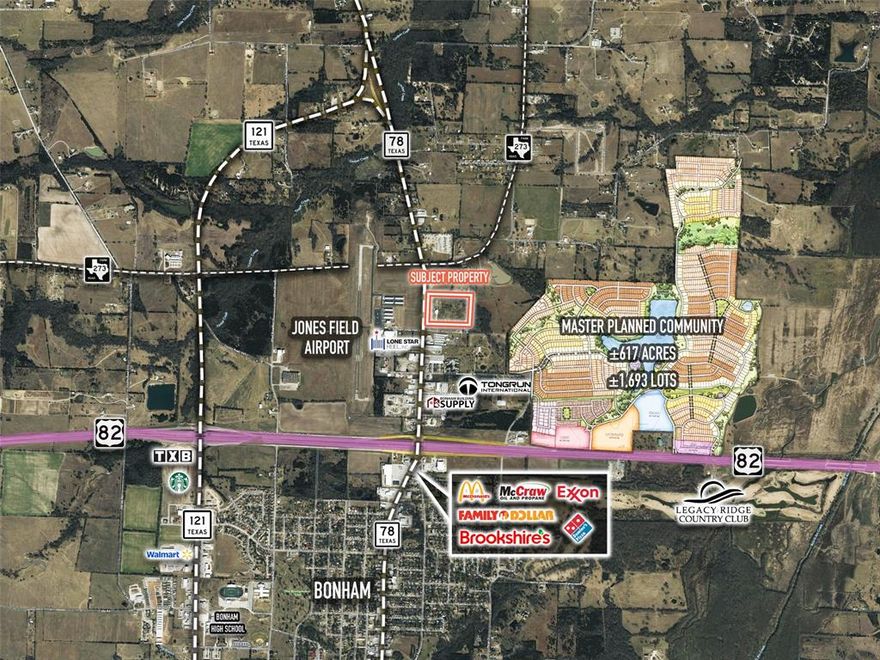 This ±16.22-acre tract is located at the southeast quadrant of SH Highway 78 and FM 273 in Bonham, Fannin County, Texas. The property is situated within the ETJ and offers heavy industrial zoning, with future commercial and industrial development potential.

The site benefits from excellent access and visibility, featuring frontage along SH 78 and close proximity to US Highway 82. High traffic counts along these corridors support a wide range of potential uses. Utilities are readily available, including water service from White Shed Water Supply and sewer service provided by the City of Bonham.

Positioned within the expanding North Texas growth corridor and near the rapidly developing markets of Sherman and McKinney, the property offers strong regional connectivity and long-term investment appeal. Ideal for users or investors seeking scale, infrastructure access, and exposure to continued economic growth.