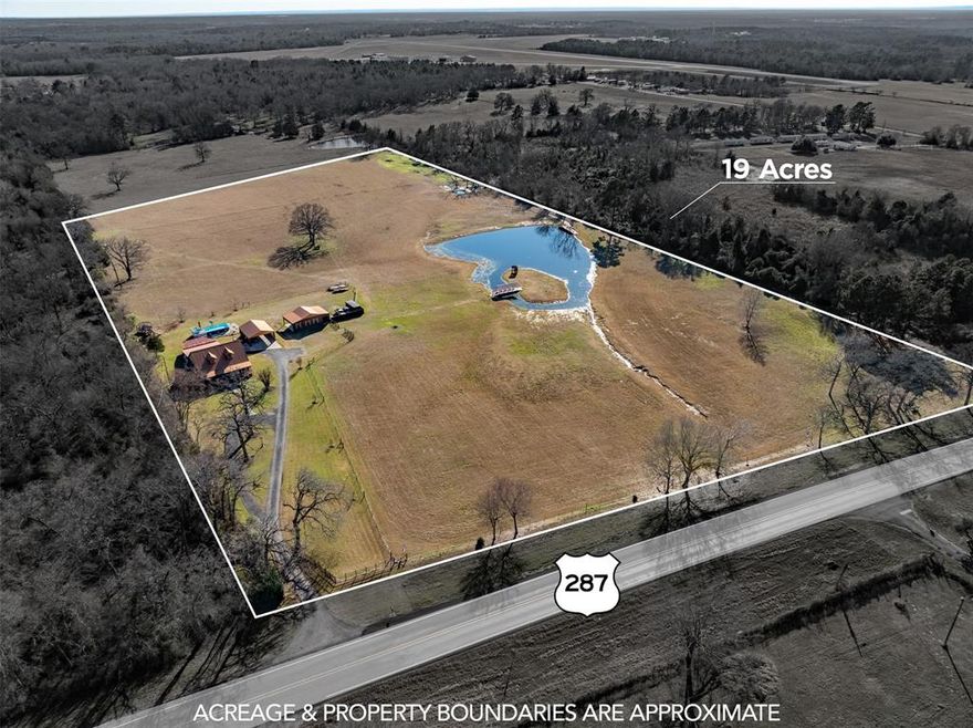 The perfect country home property located on 19 acres close to the town of Palestine. Built in 2016, this home comes with many upgrades including copper gutters, granite countertops, scored stained concrete floors, custom light fixtures, and window treatments. Flat parcel with a 2 acre pond (approximate), 1600 sq ft 3 bd, 2 bath home with an extra room for an office or 4th bedroom and barn(currently used as a game room area and drive through garage for the 4 wheeler, with an unfinished bathroom-24X20. Water is available in the barn, but it needs septic to finish the bathroom). The entry to the property is through an electronic iron gate with beautiful crepe myrtles leading the way. The home has a lovely front porch(6X40) and enclosed 12X40 sq ft patio with 3 sitting areas. The back area of the home is a private oasis with plenty of space to cook out (propane gas hookup for grills), lounge and enjoy. The above ground pool is fantastic for keeping cool in the summer. 25x20 carport to keep your cars under cover and a shipping container for storage. The pond has several bridges, a pier and gazebo. It is full of catfish and crappie. Beautiful sunsets over the pond! Utilities up at the top of the hill to make adding another building very easy. Perfect for enjoying privacy and the ability to build additional homes for a legacy property.