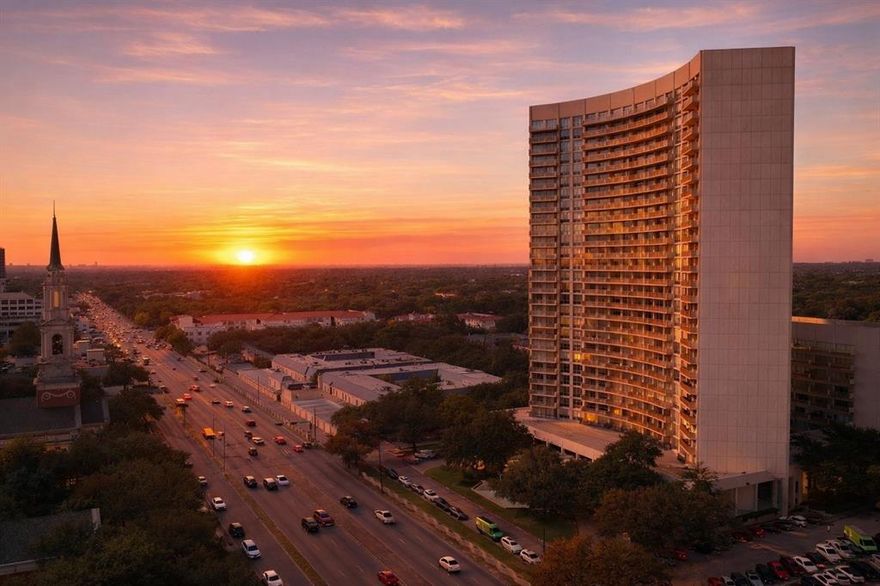 Updated 2-bedroom, 2-bath high-rise condo on the 16th floor with panoramic Dallas skyline views. This residence features an open layout with floor-to-ceiling windows, a rare private balcony partition, and an in-unit washer and dryer. Updates in 2022 include new RevWood flooring, new bedroom carpet, fresh paint, and modern light fixtures.  A premium basement parking space adds exceptional convenience.  Preston Tower provides a low-maintenance lifestyle with recent building upgrades including a new roof, fire alarm system, refurbished elevators, and updated common hallways. Amenities include 24-hour front desk and valet services, a fitness center, pool courtyard with fire pit, tennis and pickleball court, dog park, and on-site conveniences such as a coffee shop and Bernie's bar. HOA dues include all utilities, HVAC maintenance, and high-speed internet. Prime Preston Hollow location—steps from Preston Center dining and shopping, with quick access to NorthPark, Preston Royal, US-75, and the Dallas North Tollway.