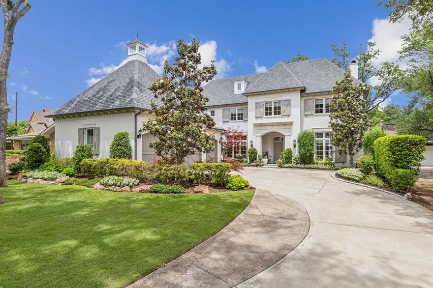Welcome to this exquisite custom European inspired gem in the prestigious Preston Hollow, built by Barrow Durrett Homes, with an architectural design by Robbie Fusch. You will fall in love with the home's abundant light, seamless indoor-outdoor flow and meticulously designed features inside and out. Nestled in a prime location, this residence features a cast stone entry, mature trees, lush landscaping with customized lighting, as well as a charming screened in outdoor living area and cook station with a built-in gas grill perfect for entertaining. Chef inspired island kitchen with Wolf double ovens, Wolf gas cooktop, Sub-zero fridge and freezer and 2 Bosch dishwashers. This home boasts 5 beautifully appointed ensuite bedrooms as well as 2 half baths, 2 staircases, a second utility room, speaker wiring and blown in foam insulation for maximum efficiency. The first level primary suite offers a serene spa like retreat with luxurious amenities including his and hers clothing and water closets as well as California closet designs. The backyard is an oasis perfect for a pool if desired. With its style and enduring appeal, this home promises to be a show stopper.