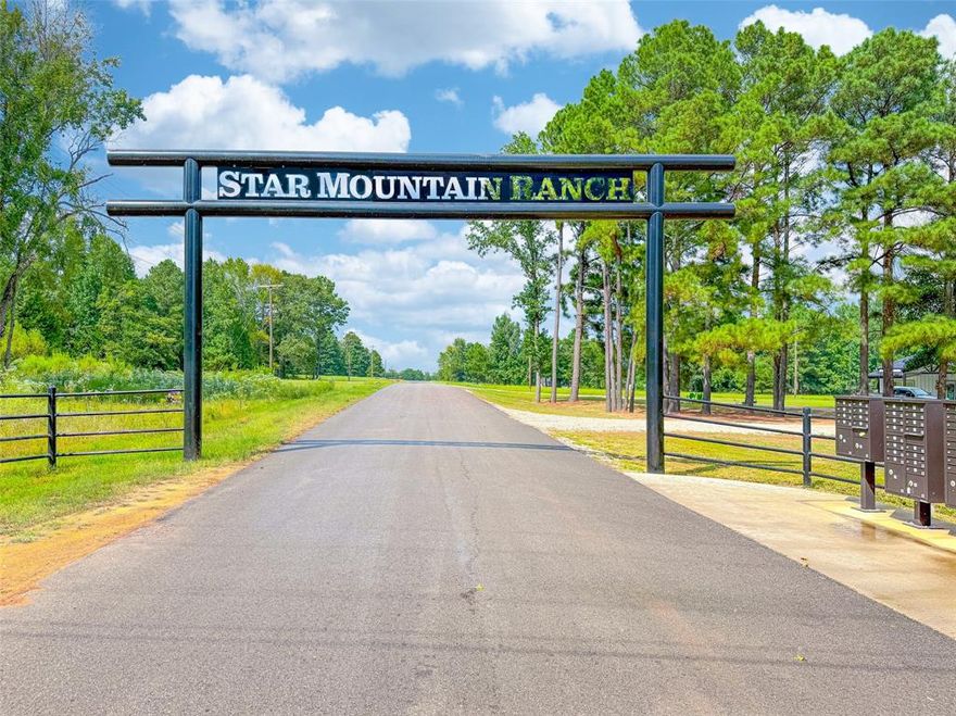 Five acres available for building your dream home in the desirable Star Mountain Ranch subdivision on a quiet cul-de-sac road. The Star Mountain Ranch neighborhood features large-acreage homesites, spectacular panoramic hilltop views, gorgeous hardwood trees, pristine pastureland & rolling terrain - all with paved roads, city water, and high-speed fiber-optic internet. Convenient location just minutes away from local shops, restaurants, and amenities. Approximately 15 minutes from downtown Tyler, 7 minutes from East Texas Medical Center, and about 1.5 hours from Dallas. Boundary lines are approximate.