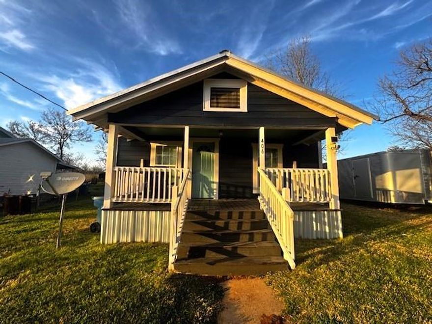 Perfect starter home or investment property! This adorable 2 bed 1 bath home has been completely updated inside and out! The renovation in 2017 included adding an additional 400 square feet to the back of the home enlarging the kitchen and creating a laundry area for a full size washer & dryer and water heater. Other updates included all new plumbing and eletrical wiring throughout, as well as new flooring, built in cabinets & counter tops, appliances, paint, lighting and the ceilings were covered with repurposed wood giving it a unique and rustic charm throughtout. A brand new HVAC unit was installed in October of 2025. There is a big partially fenced backyard and storage shed as well. Come see this gem of a home- the cute covered front porch will have you hooked!