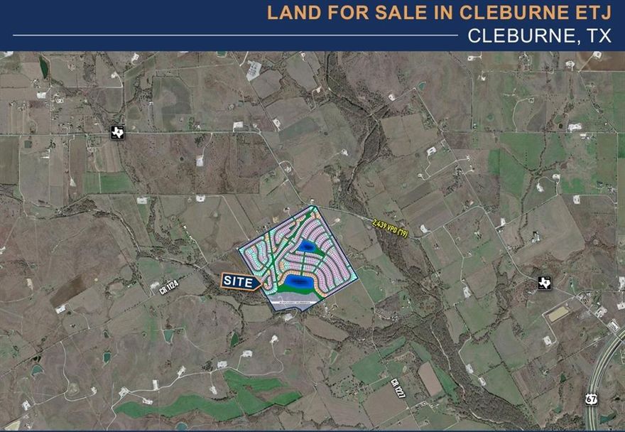 251.37 acres - Cleburne ETJ AG Land

Cleburne, Texas, currently has a population of 37,792 as of 2024 and is growing at a rate of over 4.3% per year. The city has numerous residential, commercial, and industrial developments in the pipeline, including a 1.7 million square foot Amazon facility, Olive Garden, HTeaO, Atwood’s Ranch and Home, and more. Additionally, Cleburne has over 10,400 residential units under development, including 7,194 single-family homes and 3,200 multi-family units.
