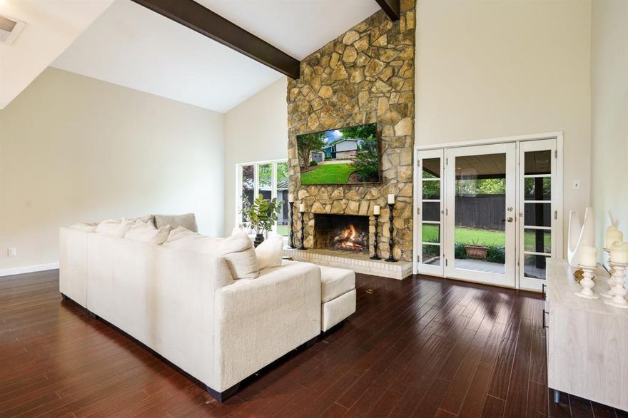 This beautifully updated homes sits on an oversized corner lot in the heart of Farmers Branch, surrounded by mature trees that provide shade & privacy. Step inside to find a thoughtfully renovated interior featuring an updated kitchen with modern finishes, sleek countertops and ss appliances and nice patio area off kitchen. This home offers updated bathrooms,  cozy family room centers around a striking stone fireplace creating a warm inviting space to relax or gather with guests and enjoy the covered patio off family room.  A dedicated game room or playroom adds extra flexibility ideal for kids, hobbies,  work out room or home office.  Smaller bedroom upstairs is currently being used as an office with built in desk.  Nice size laundry room and 2 car garage with large driveway space for extra parking.  With its combination of timeless charm, modern updates and prime location in a well established neighborhood, this home is a rare find!