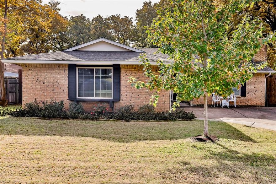 Single story brick home for lease in Bedford! Open and spacious floorplan. Living Room with brick wood burning fireplace. Large kitchen boasting an island with breakfast bar seating and granite countertops is open to the Den which features a well of windows overlooking the lush backyard. Updated baths- Master bath with granite countertops and large shower. Large Backyard with patio and plenty of yard space and mature trees. Extra concreted parking area. Pets to be considered by landlord on a case by case basis. $500 pet deposit. $150 non-refundable pet fee. Fridge, washer, and dryer to convey with lease.