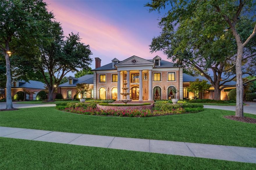 Beautiful custom estate built by renowned builder Bob Thompson. Situated on approximately 1.48 acres in the heart of Plano! Home features backyard paradise complete with tennis court, outdoor living space with fireplace, pool house with bathroom, large resort style pool, & beautiful gardens with large native trees! This custom masterpiece exudes timeless elegance featuring an expansive floor plan with 4 living areas on the main floor, including a 2-story family room, library-study and downstairs game room & formal living. The impressive master suite is complete with fireplace, his & her closets, additional second bedroom down. Upstairs boasts 3 large bedrooms all with en-suite bathrooms and huge closets and a media room and exercise room abundance of storage thru-out! This estate also includes a large covered Porte cochere on side, six car garage and separate quarters with kitchen! Numerous updates including home, HVAC, state of the art roof, water heaters & too many other to mention.!