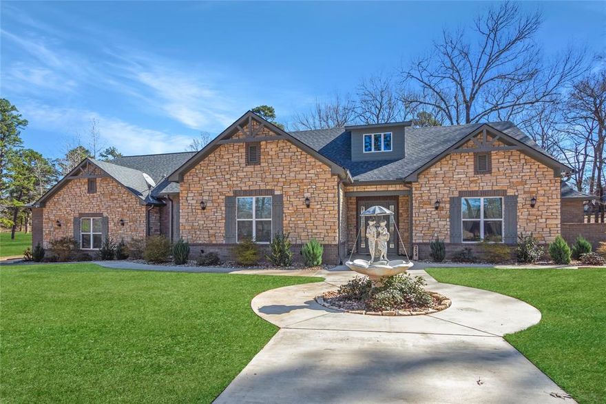 Welcome to this beautiful 3-bedroom, 2.5-bath home with an oversized 3-car garage, offering 2,738 square feet of thoughtfully designed living space in the desirable Northwood subdivision in Frankston, just a short drive from Tyler. Blending elegance, comfort, and functionality, this home delivers both luxury and peace of mind.

The manicured front yard and striking sculpture along the walkway create a memorable first impression. Inside, you’ll find an open, airy layout with beautiful ceilings and detailed finishes throughout. The main living room is centered around a gorgeous fireplace, while a second living area offers flexible space for a media room, office, or playroom.

The spacious kitchen and dining area are ideal for entertaining, featuring a large island, abundant cabinetry, and an oversized window that fills the space with natural light. The versatile utility room provides ample storage and can easily serve as a work area or extra flex space.

All bedrooms and bathrooms are generously sized, with the guest bath showcasing a large walk-in shower. The primary suite stands out with high ceilings, its own fireplace, and a spa-like bathroom complete with a soaking tub, walk-in shower, and oversized closet.

Built with comfort and efficiency in mind, the home is foam insulated for enhanced energy performance and includes a whole-house generator that powers the entire home, not just select areas. A dedicated staircase provides easy access to the attic, adding convenience and additional storage potential.

The oversized 3-car garage is a standout feature, with one bay specifically designed to accommodate a fishing boat—perfect for lake life. Outside, the large covered patio is ideal for gatherings or relaxing evenings, and a convenient pet wash area adds a thoughtful finishing touch.

This Northwood beauty offers refined living, smart upgrades, and exceptional functionality—all in a prime Frankston location.